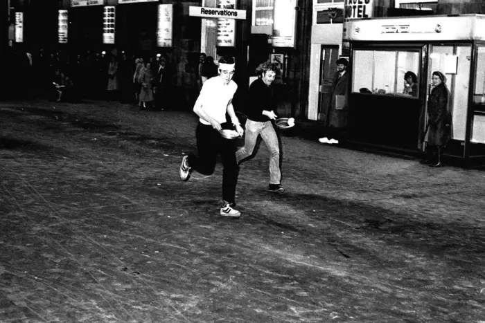 Framed Print : A pancake race at Newcastle Central Station on 15th February 1983 Framed Print : A pancake race at Newcastle Central Station on 15th February 1983