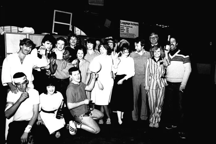 Framed Print : A pancake race at Newcastle Central Station on 15th February 1983