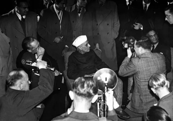 Framed Print : Pandit Jawaharlal Nehru - Prime Minister of India at a Press Conference in London England Framed Print : Pandit Jawaharlal Nehru - Prime Minister of India at a Press Conference in London England