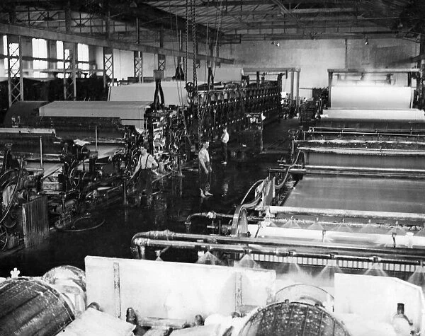 Paper industry. View of machine house from wet end. 25th July 1922