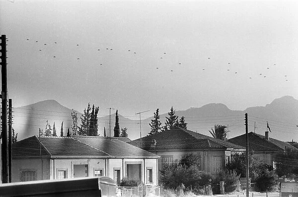 Parachute drops during the Turkish invasion of Cyprus. 22nd July 1974