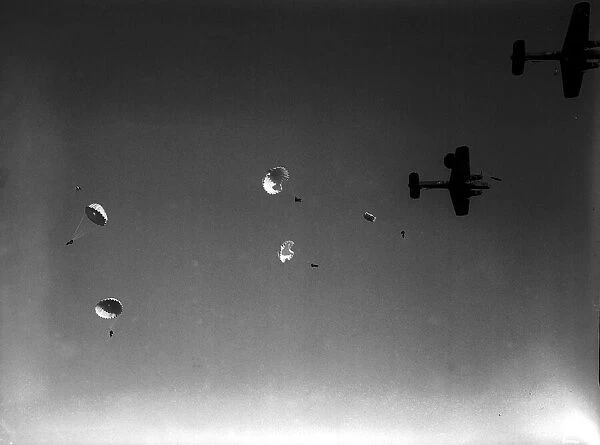 Parachuting during WW2 Circa 1942