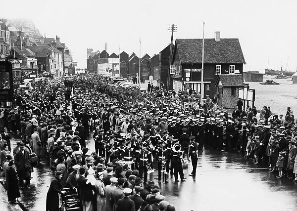 Parade assembles at Rock-A-Nore Hastings, East Sussex, England. 23rd April 1939