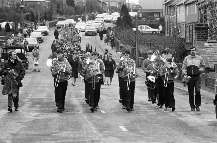 Framed Print : On parade in the Colne Valley were 200 Guides and Brownies who marched to a Thinking Day Framed Print : On parade in the Colne Valley were 200 Guides and Brownies who marched to a Thinking Day