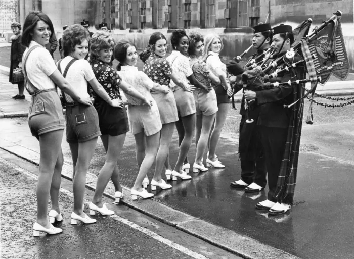 Framed Print : On parade in hot pants to the pipes of the Gurkha rifles Framed Print : On parade in hot pants to the pipes of the Gurkha rifles