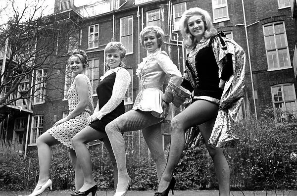 On parade in London were eight of the loveliest legs in pantomime belonging to Joyanne