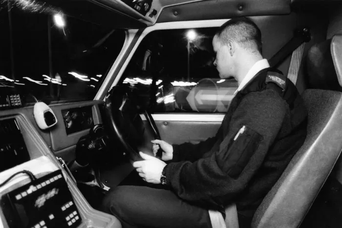 Framed Print : A paramedic drives his ambulance to the next emergency Framed Print : A paramedic drives his ambulance to the next emergency