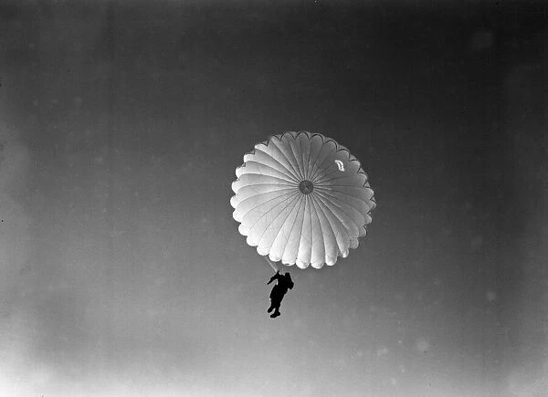 Paratroop Training at RAF Ringway, Manchester. England. Paratroopers seen jumping