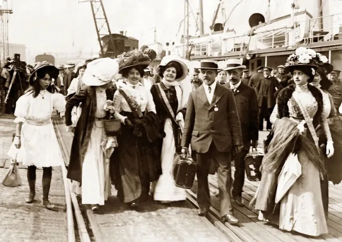 Framed Print : Paris fashion models seen here arriving off the ferry at Folkestone for a London fashion Framed Print : Paris fashion models seen here arriving off the ferry at Folkestone for a London fashion