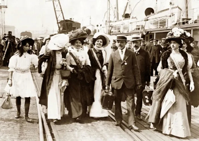 Framed Print : Paris fashion models seen here arriving off the ferry at Folkestone for a London fashion Framed Print : Paris fashion models seen here arriving off the ferry at Folkestone for a London fashion