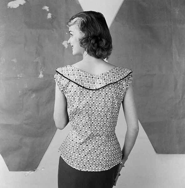 Paris style overblouse modelled by Marion Burwood. The blouse is available to buy