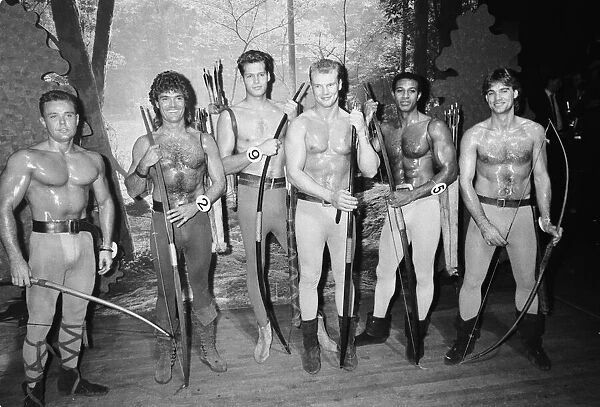 participants in the Daily Mirror Muscle Man Contest at London nightclub The Hippodrome