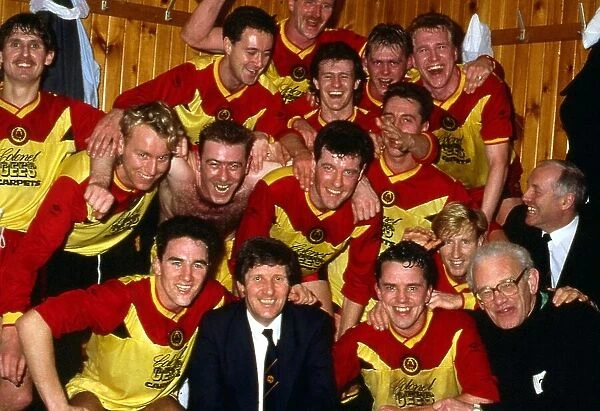 Partick Thistle celebrate victory in dressing room 1989