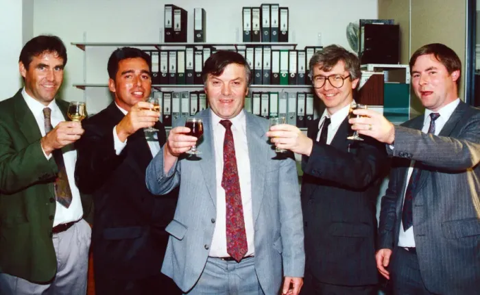 Framed Print : Partners at Baker Mallett Chartered Surveyors toast 35 years on Teesside Framed Print : Partners at Baker Mallett Chartered Surveyors toast 35 years on Teesside
