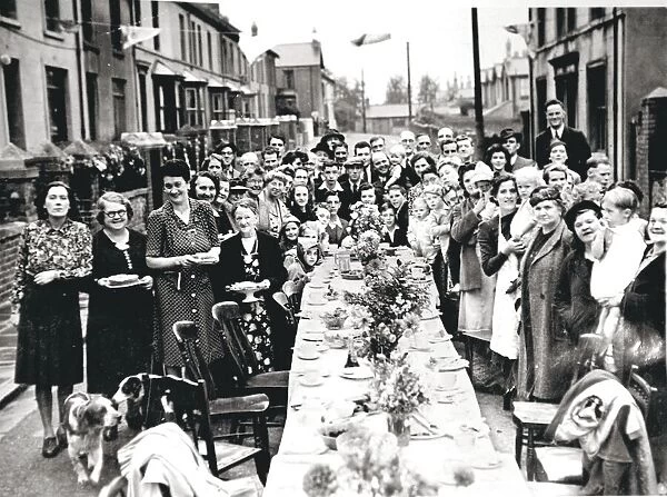PARTY TIME: Residents of Dyke Street in Twynyrodyn threw a party to celebrate VE Day in