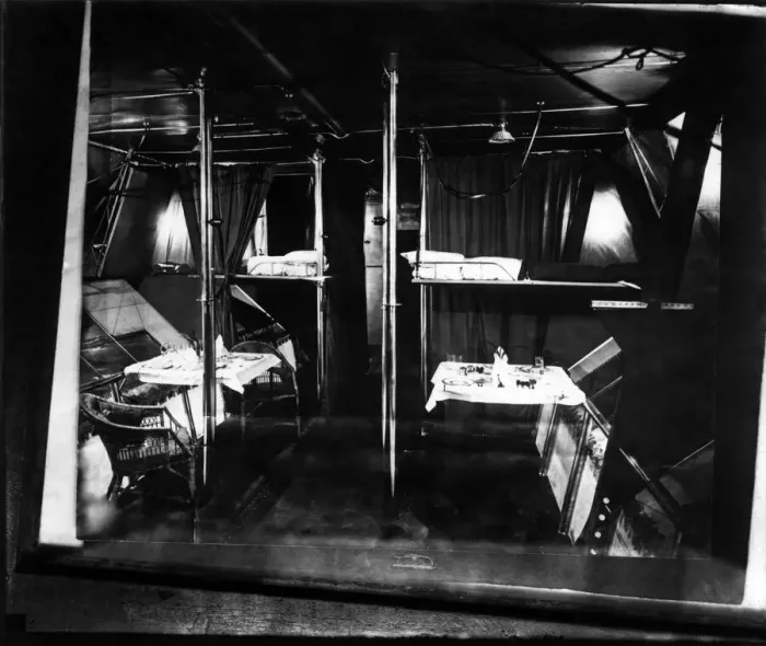 Framed Print : A passenger compartment inside the R36 airship March 1921