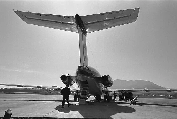 Passengers embarking onto a British United Airlines BAC 1-11 seen here in Spain during