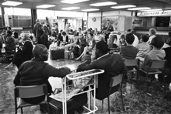 Passengers stranded at Heathrow terminal due to strike by T. W. A 11th August 1966