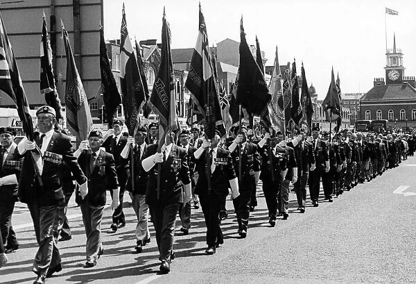 Past and present servicemen marched through Stockton to mark the 42nd anniversary of