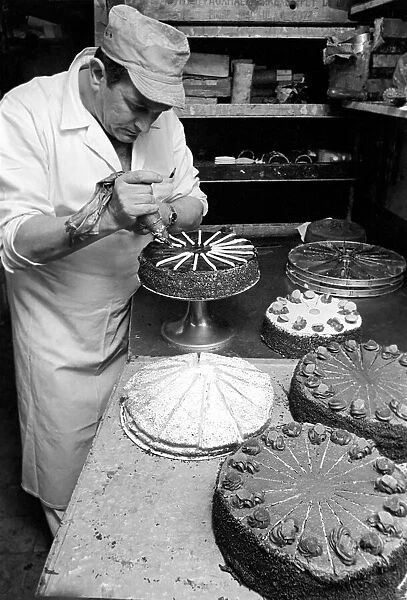 Pastry Chef seen here at work in his Kitchen. 1967 A1330-010