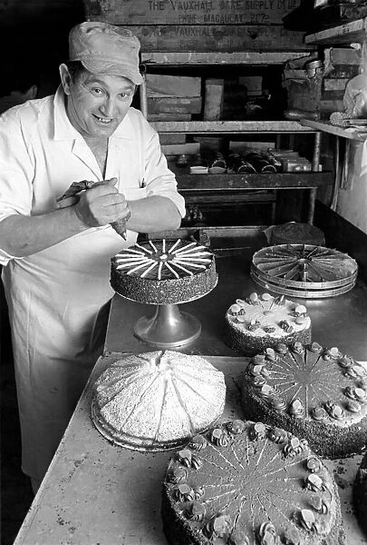 Pastry Chef seen here at work in his Kitchen. 1967 A1330-011