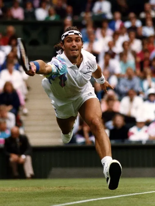 Framed Print : Pat Cash Tennis Player stretches for a return during his match against Jacco Eltingh
