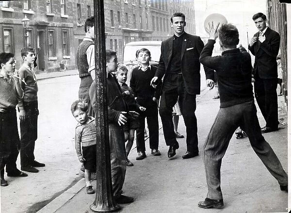 Pat Crerand 1960 with Charlie Gallagher And Kids playing football in street