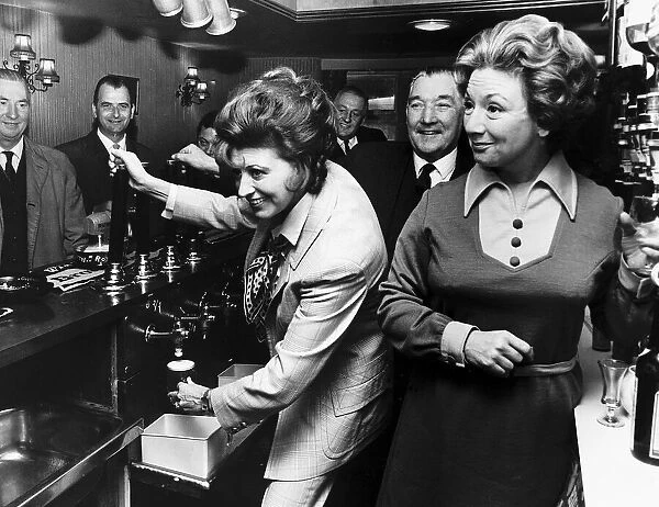 Pat Phoenix Actress With Joan Francis Behind The Bar Of The Navigation Hotel