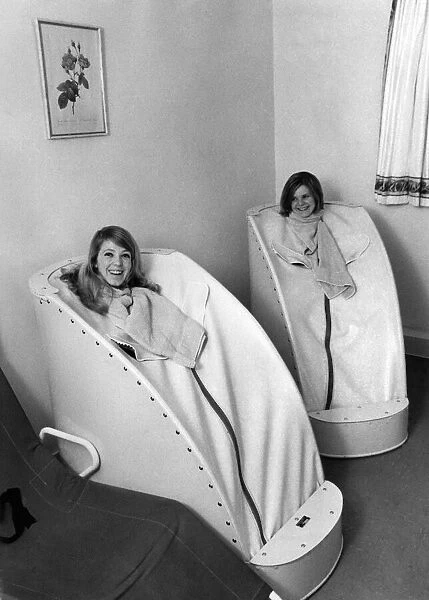 Two patients relaxing in a steam bath. April 1968 P005918