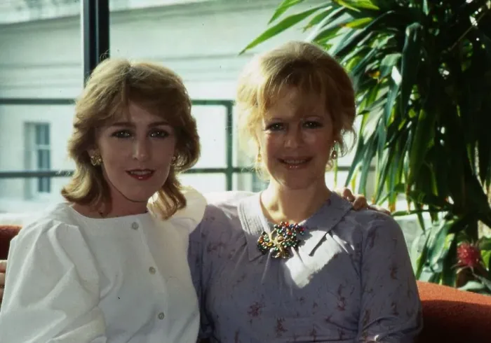Framed Print : Patricia Hodge actress January 1989 White blouse sitting with Lady Antonia Fraser Framed Print : Patricia Hodge actress January 1989 White blouse sitting with Lady Antonia Fraser