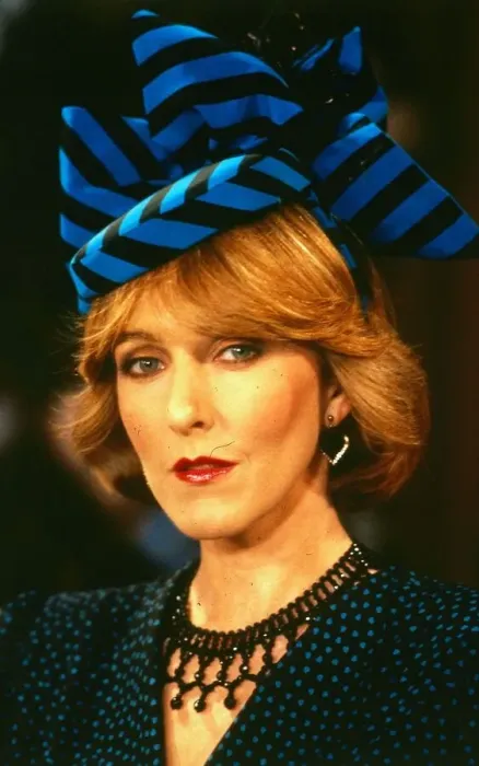 Framed Print : Patricia Hodge actress July 1987 WEarin gblue and black striped hat Framed Print : Patricia Hodge actress July 1987 WEarin gblue and black striped hat