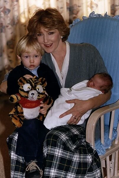 Patricia Hodge Actress with new born baby son and three year old son Alexander