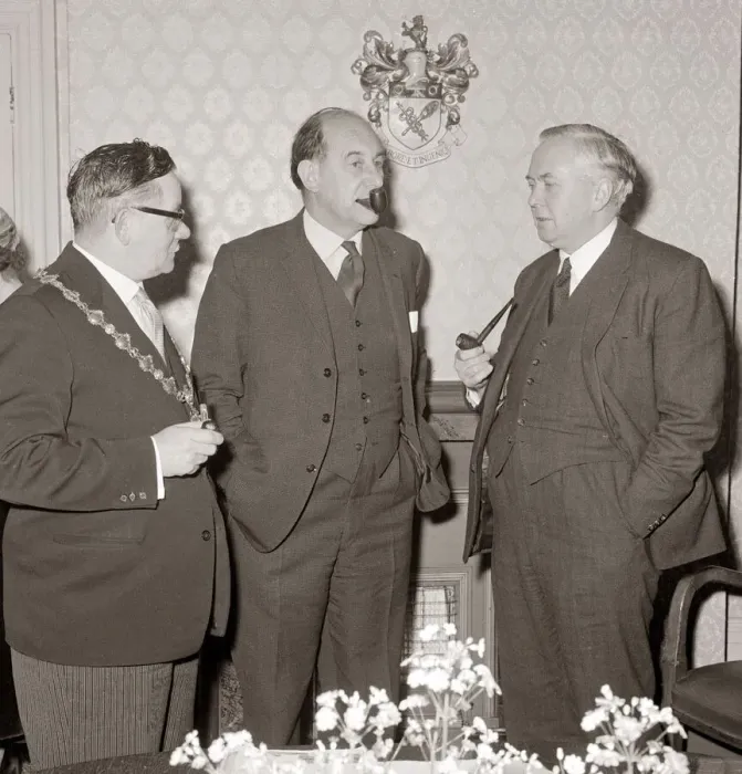 Framed Print : Patrick Gordon Walker (centre) January 1964 with Harold Wilson PM right