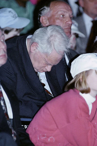Patrick Moore pictured asleep in the audience of a conservative rally, Wembley