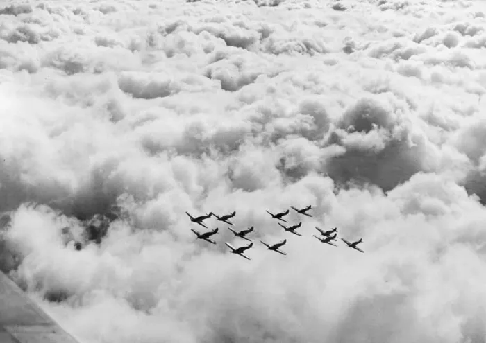 Framed Print : Patrol of Hurricane fighters during Second World War. 17th December 1940 Framed Print : Patrol of Hurricane fighters during Second World War. 17th December 1940