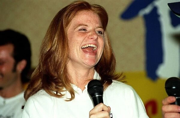Patsy Palmer Actress June 98 Eastenders actress holding microphone