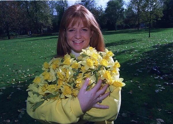 Patsy Palmer Actress who planted Daffodil Bulbs in Bethnal Green for the Marie Curie