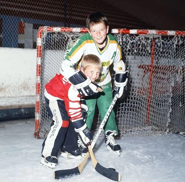 Paul Berrington 12, of the Dundee Rockets Ice Hockey team and younger brother Paul 7