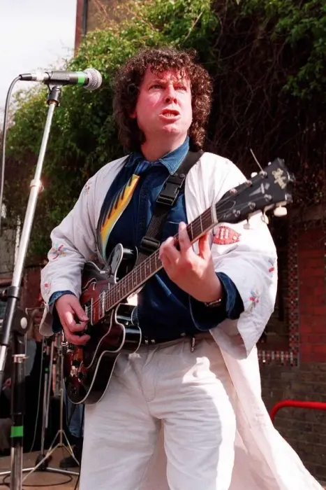 Framed Print : Paul Bradley actor from Eastenders playing the guitar with his group the hkippers
