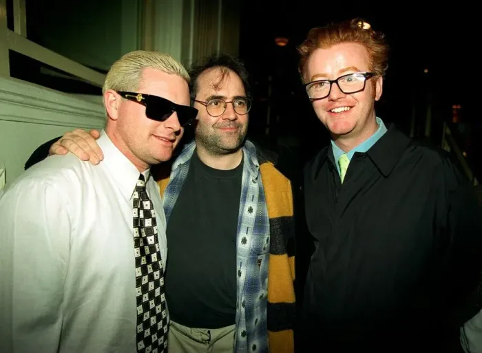 Framed Print : Paul Gascoigne attends award ceremony with Danny Baker and Chris Evans where he was to Framed Print : Paul Gascoigne attends award ceremony with Danny Baker and Chris Evans where he was to