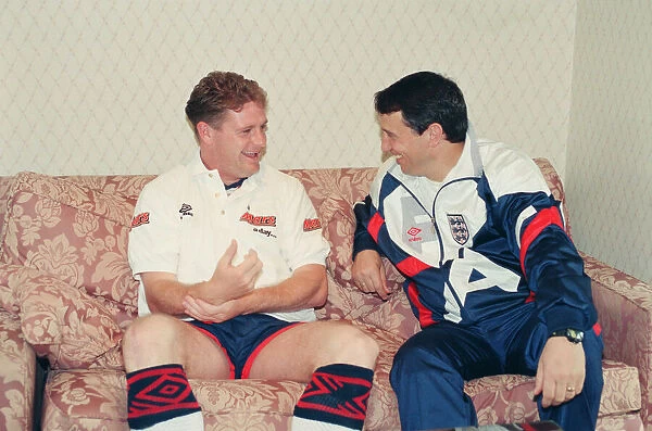 Paul Gascoigne chats with England manager Graham Taylor in the build up to Wednesday