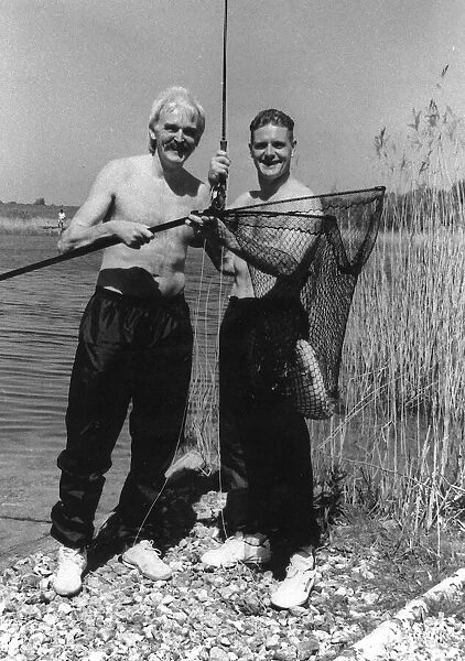 Paul Gascoigne out on a fishing trip circa 1990
