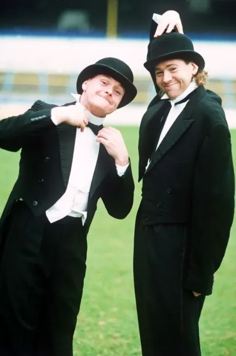 Framed Print : Paul Gascoigne footballer with Chris Waddle as Laurel and Hardy Circa May 1990 Framed Print : Paul Gascoigne footballer with Chris Waddle as Laurel and Hardy Circa May 1990