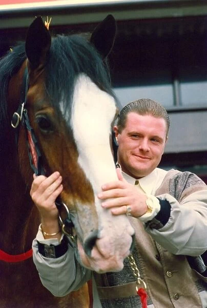 Paul Gascoigne (Gazza) with one of Newcastle Breweries Dray Horses