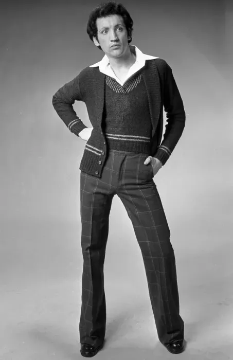 Framed Print : Paul Jaegar seen here modeling the latest mens wear fashions for 1973 Rev 3065 Framed Print : Paul Jaegar seen here modeling the latest mens wear fashions for 1973 Rev 3065