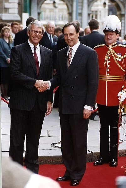 Paul Keating Australian Prime Minister is greeted by British Prime Minister John Major