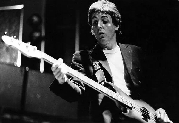 Paul McCartney with his band Wings performing at the Royal Court Theatre, Liverpool