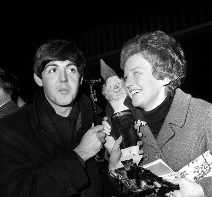 Framed Print : Paul McCartney of The Beatles with a fan at the Ritz Cinema Belfast in Northern Ireland