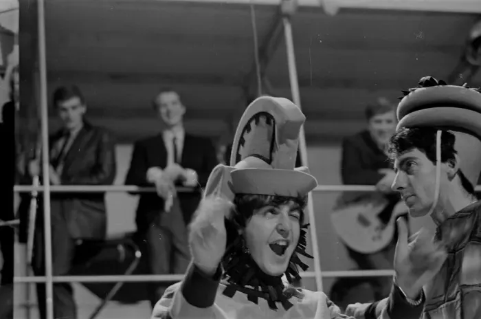 Framed Print : Paul McCartney from The Beatles rehearsing for the filming of Framed Print : Paul McCartney from The Beatles rehearsing for the filming of
