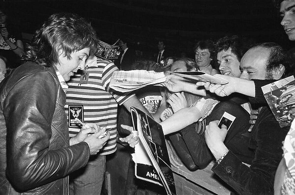 Paul McCartney seen here at Madison Square Garden, New York to meet with 300 members of